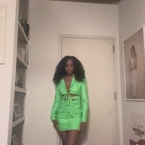 Vibrant Green Lace-Up Blazer dress